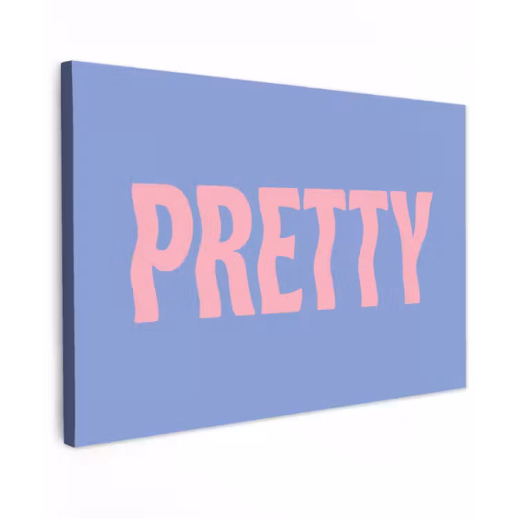 Pretty - Roze - Blauw - Golvend Tuinposter op houten frame 2 cm dik klein -3d