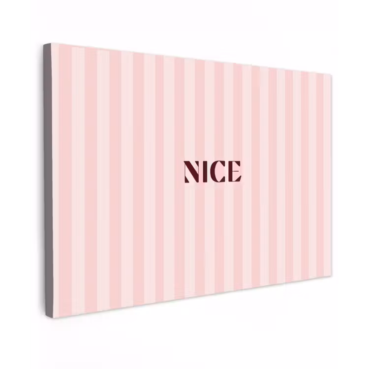 Nice - Strepen - Roze Tuinposter op houten frame 2 cm dik klein -3d