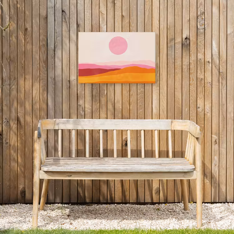 Heuvels - Oranje - Zon - Abstract Tuinposter op houten frame 2 cm dik klein -sfeer4