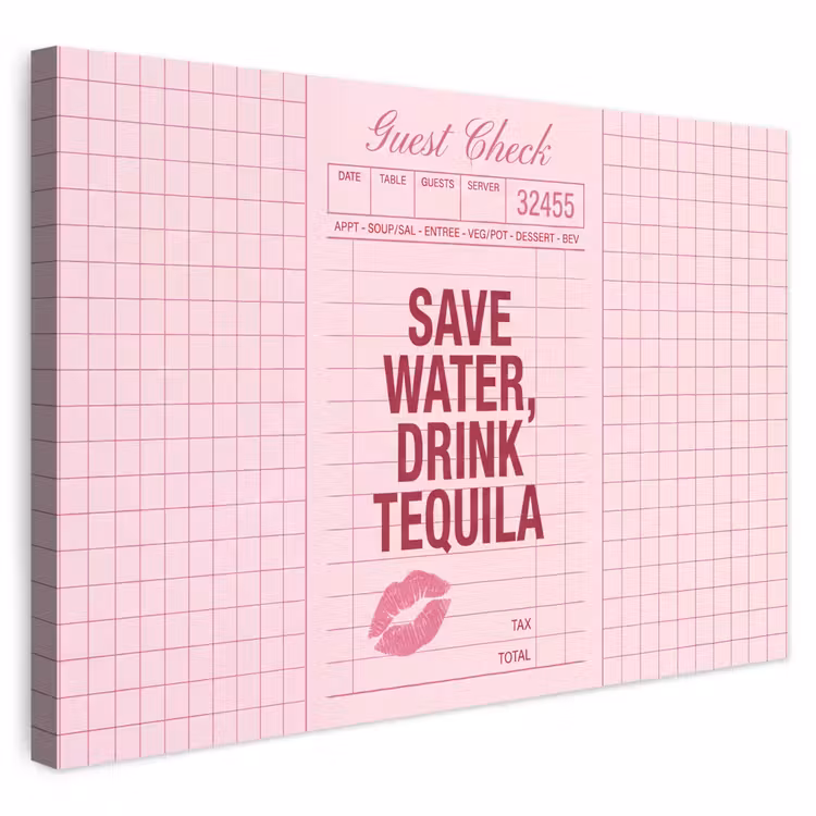Humor - Drank - Tekst - Roze Tuinposter op houten frame 2 cm dik klein -3d