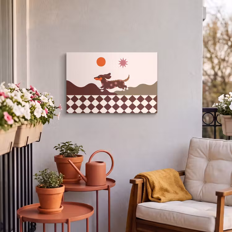 Hond - Abstract - Dieren - Modern - Bruin Tuinposter op houten frame 2 cm dik klein -sfeer1