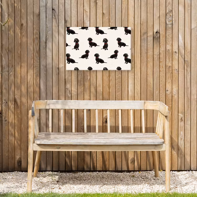 Hond - Patroon - Zwart Tuinposter op houten frame 2 cm dik klein 845 -sfeer4