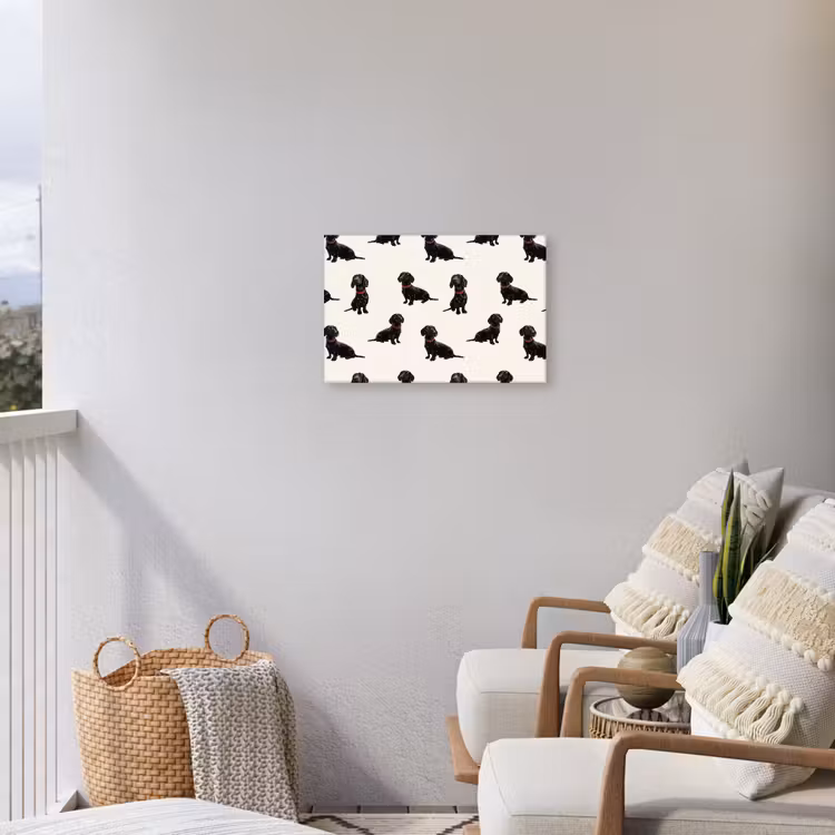 Hond - Patroon - Zwart Tuinposter op houten frame 2 cm dik klein 845 -sfeer1
