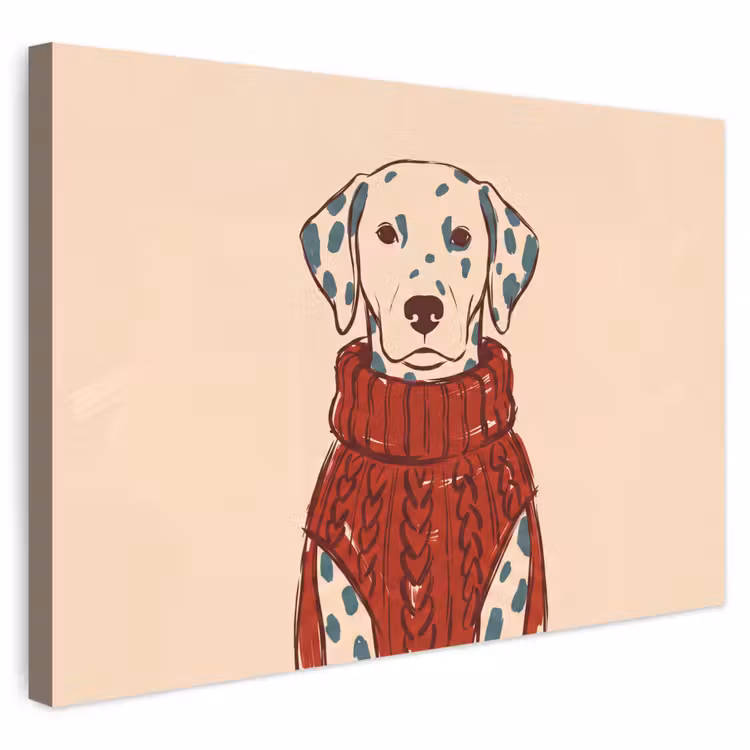 Hond - Trui - Winter - Dieren - Rood Tuinposter op houten frame 2 cm dik klein -3d