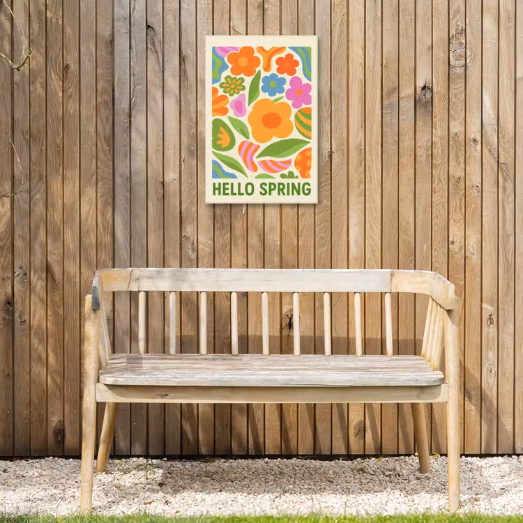 Illustratie - Bloemen - Quote - Kleurrijk Tuinposter op houten frame 2 cm dik klein -sfeer4