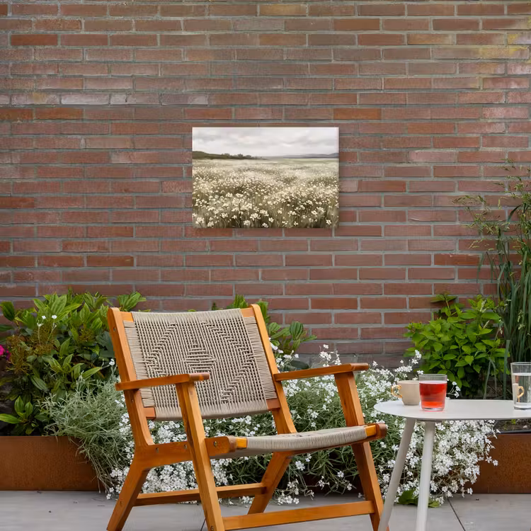 Illustratie - Landschap - Wit Tuinposter op houten frame 2 cm dik klein -sfeer3