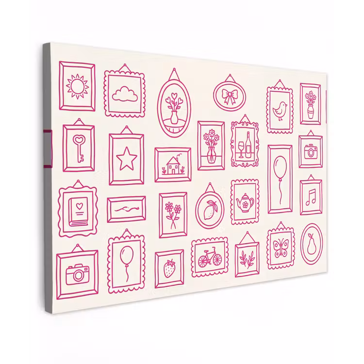 Illustratie - Collectie - Kunst - Minimalistisch - Roze Tuinposter op houten frame 2 cm dik klein -3d
