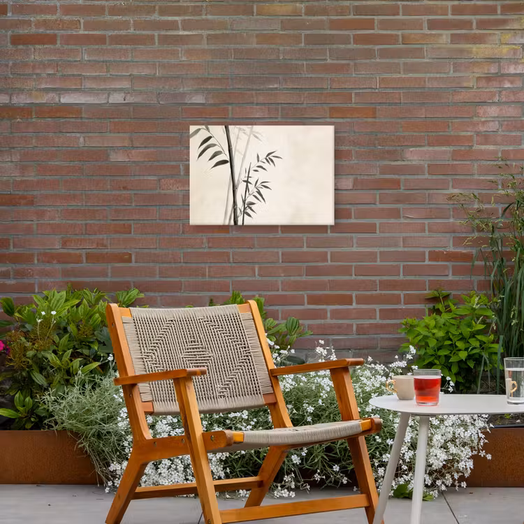 Japandi - Bamboe - Beige Tuinposter op houten frame 2 cm dik klein -sfeer3