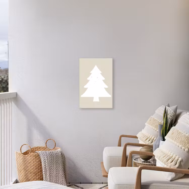Japandi - Kerstboom - Beige - Kerstversiering Tuinposter op houten frame 2 cm dik klein -sfeer1