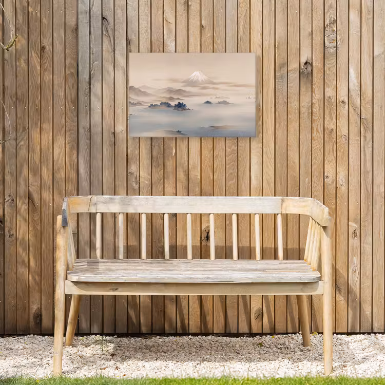 Japans - Landschap - Beige Tuinposter op houten frame 2 cm dik klein -sfeer4