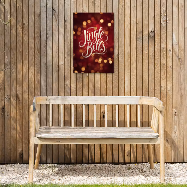 Jingle - Bells - Kerst - Rood Tuinposter op houten frame 2 cm dik klein -sfeer4