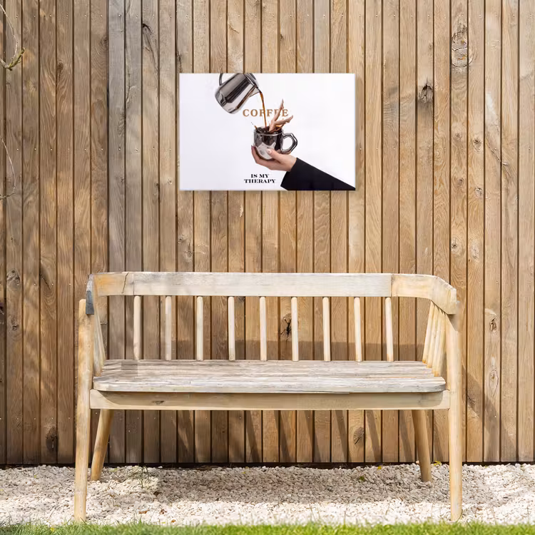 Koffie - Mok - Kan - Therapie Tuinposter op houten frame 2 cm dik klein -sfeer4