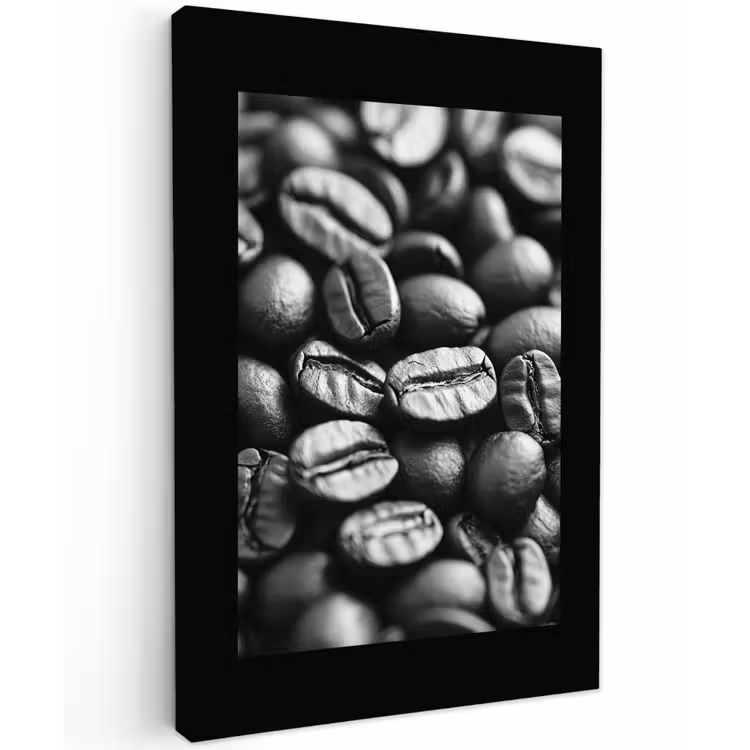Koffiebonen - Zwart - Vintage Tuinposter op houten frame 2 cm dik klein -3d