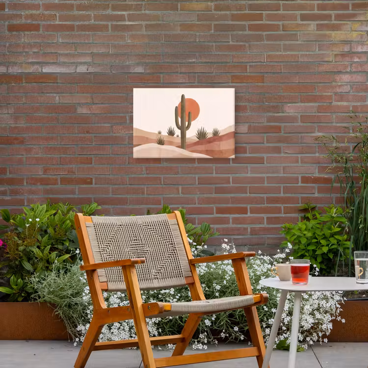 Cactus - Duinen - Modern - Landschap - Groen Tuinposter op houten frame 2 cm dik klein -sfeer3