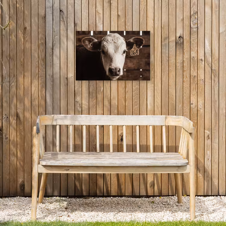 Kalf - Oormerk - Houten stal Tuinposter op houten frame 2 cm dik klein -sfeer4