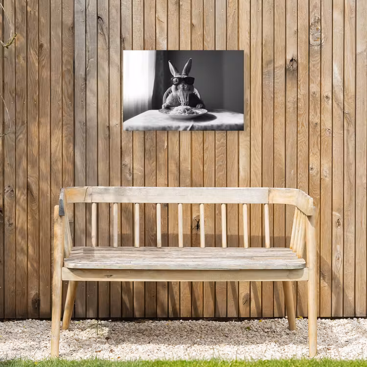 Konijn - Bunny - Zonnebril - Tafelkleed - Pasta - Schattig Tuinposter op houten frame 2 cm dik klein -sfeer4