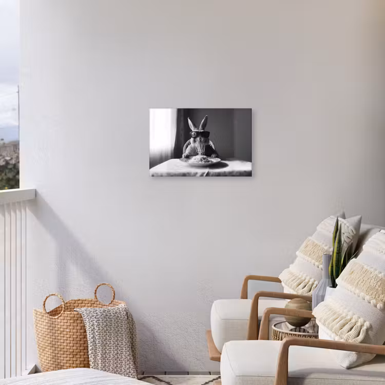 Konijn - Bunny - Zonnebril - Tafelkleed - Pasta - Schattig Tuinposter op houten frame 2 cm dik klein -sfeer1