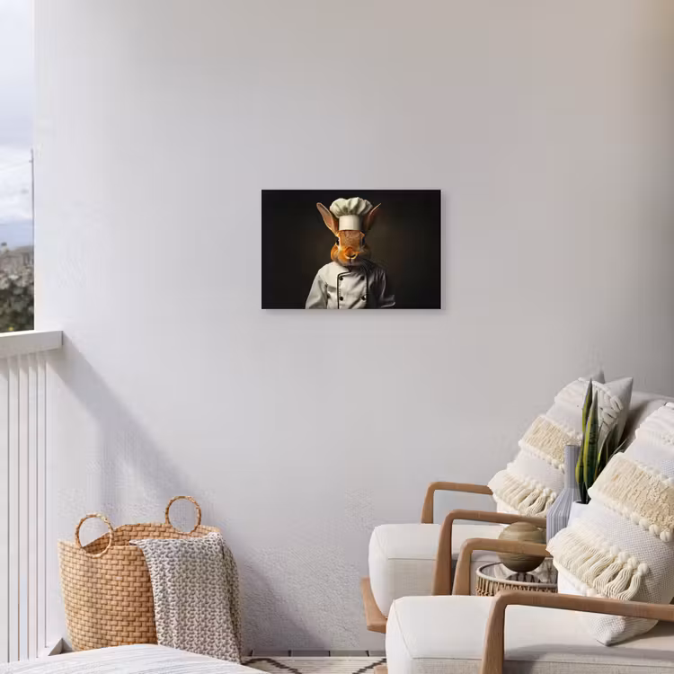 Konijn - Kok - Dier Tuinposter op houten frame 2 cm dik klein -sfeer1