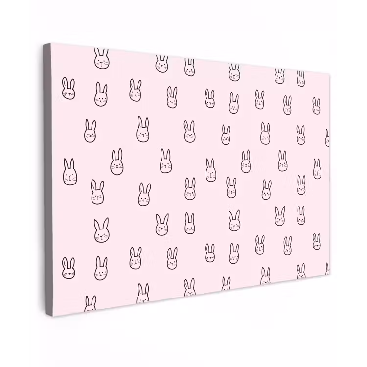 Konijnen - Minimalistisch - Roze Tuinposter op houten frame 2 cm dik klein 845 -3d