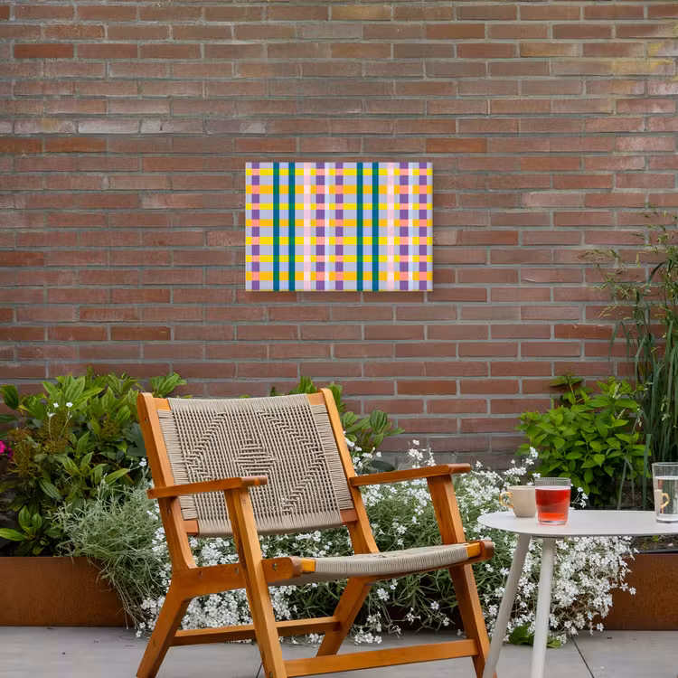 Ruit - Patroon - Kleurrijk Tuinposter op houten frame 2 cm dik klein 845 -sfeer3