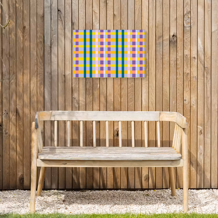 Ruit - Patroon - Kleurrijk Tuinposter op houten frame 2 cm dik klein 845 -sfeer4