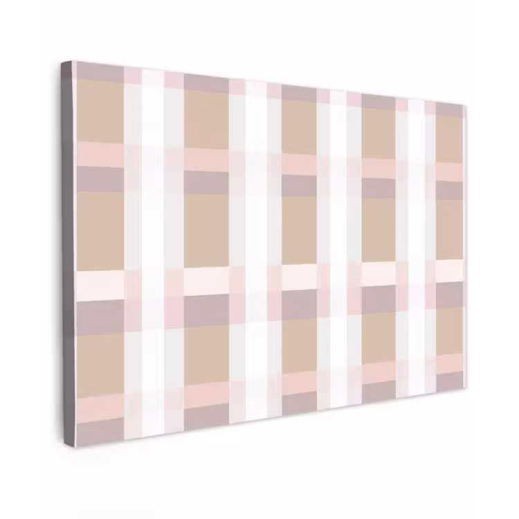 Ruitpatroon - Aardetinten - Minimalistisch Tuinposter op houten frame 2 cm dik klein 845 -3d