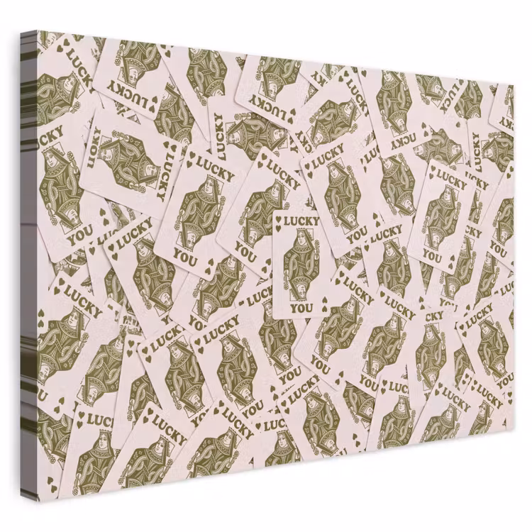 Kaarten - Koningin - Patroon - Groen - Spel Tuinposter op houten frame 2 cm dik klein -3d
