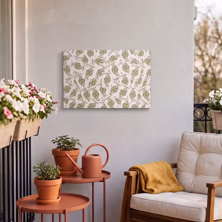 Kaarten - Koningin - Patroon - Groen - Spel Tuinposter op houten frame 2 cm dik klein -sfeer1