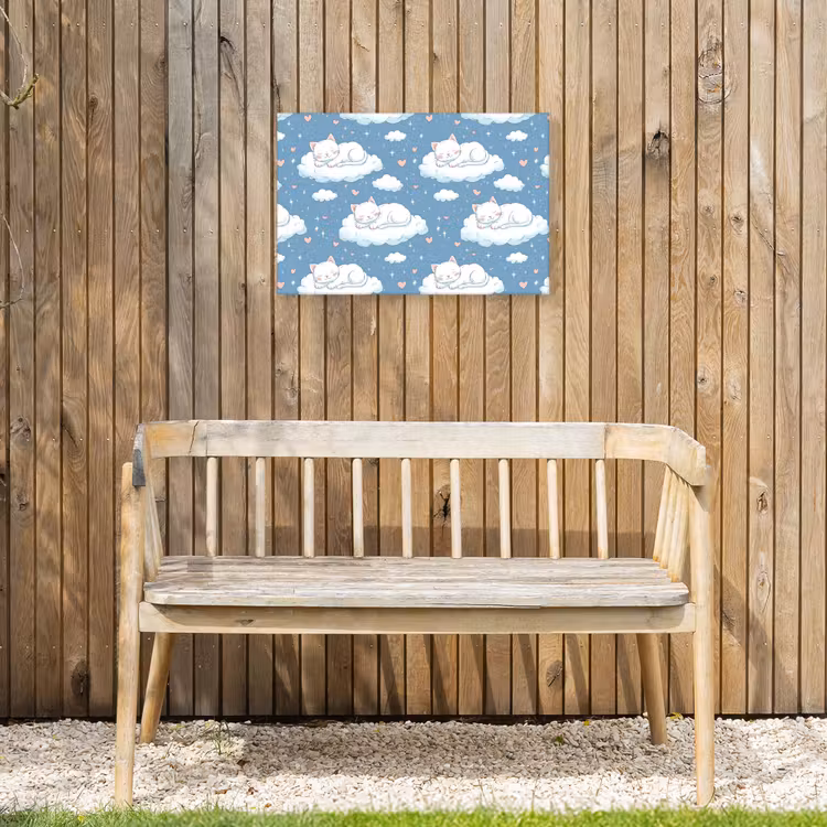 Kitten - Wolken - Blauw Tuinposter op houten frame 2 cm dik klein 845 -sfeer4