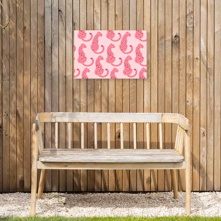 Kat - Gevlekt - Dieren - Patroon - Roze Tuinposter op houten frame 2 cm dik klein -sfeer4