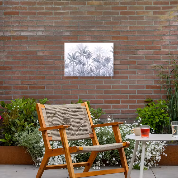 Kat - Tropisch bos - Modern - Grijs Tuinposter op houten frame 2 cm dik klein -sfeer3