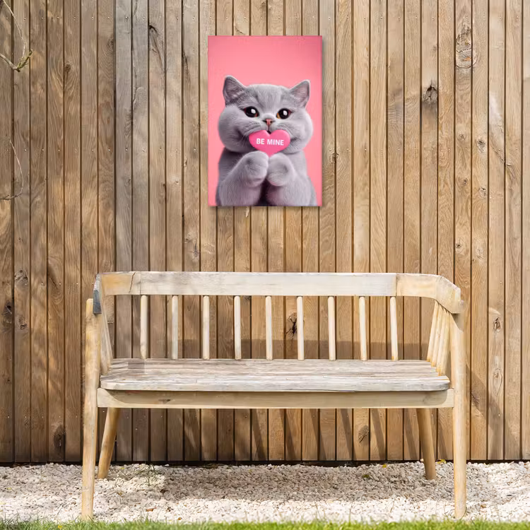 Kat - Valentijn - Roze - Liefde Tuinposter op houten frame 2 cm dik klein -sfeer4