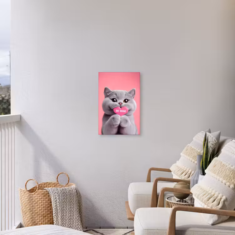 Kat - Valentijn - Roze - Liefde Tuinposter op houten frame 2 cm dik klein -sfeer1