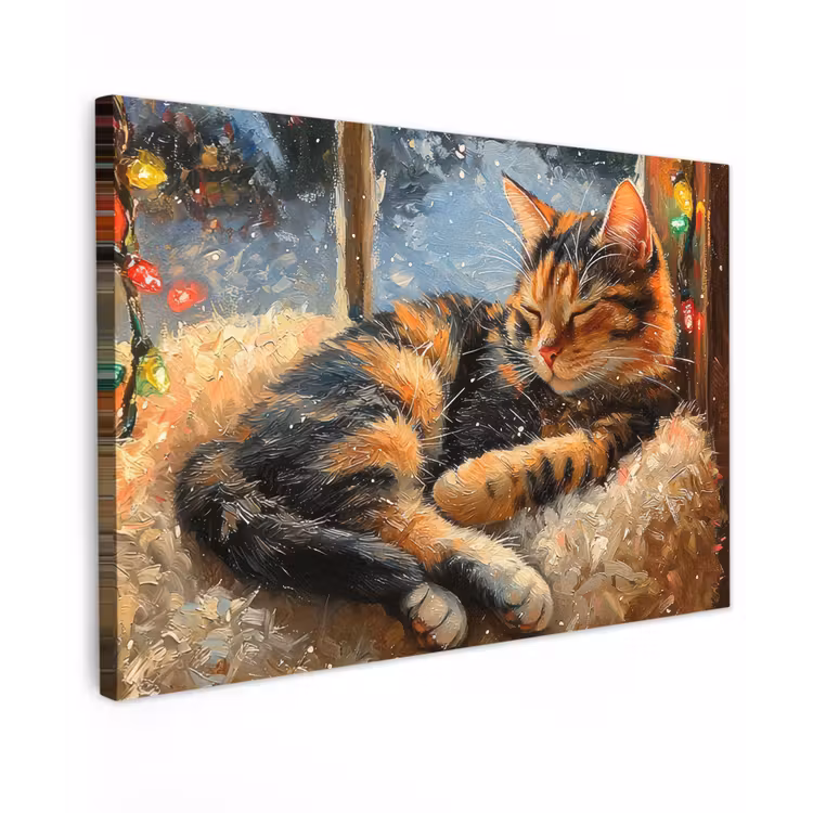 Kat - Kerst - Winter - Dier Tuinposter op houten frame 2 cm dik klein -3d