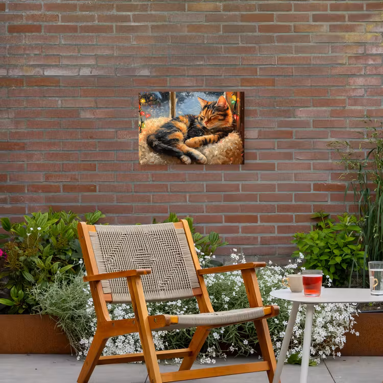 Kat - Kerst - Winter - Dier Tuinposter op houten frame 2 cm dik klein -sfeer3