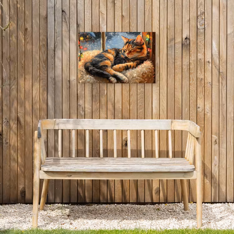 Kat - Kerst - Winter - Dier Tuinposter op houten frame 2 cm dik klein -sfeer4
