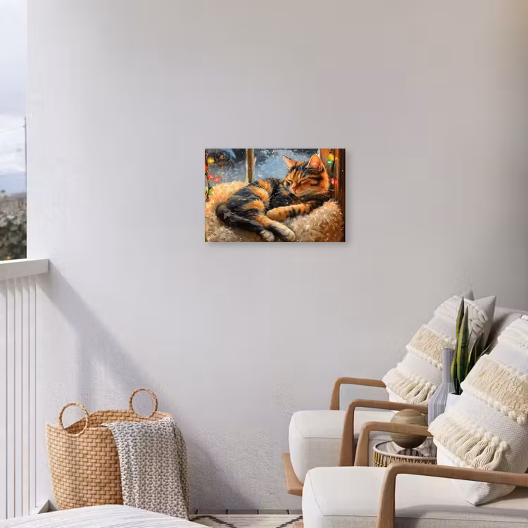 Kat - Kerst - Winter - Dier Tuinposter op houten frame 2 cm dik klein -sfeer1