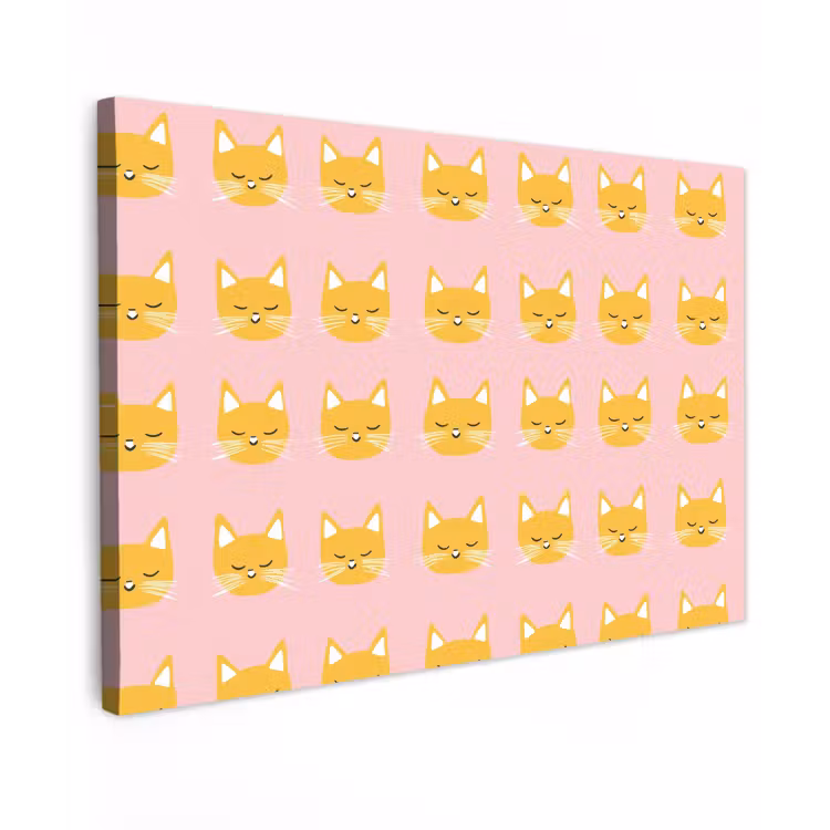 Katten - Patroon - Roze Tuinposter op houten frame 2 cm dik klein 845 -3d