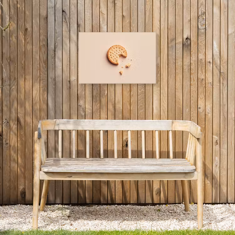 Koekje - Kruimels - beige Tuinposter op houten frame 2 cm dik klein -sfeer4