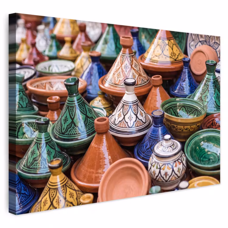 Outdoor Leinwand - Keramik – Bunt – Muster - Aardewerk - Kleurrijk - Patroon Tuinposter op houten frame 2 cm dik klein