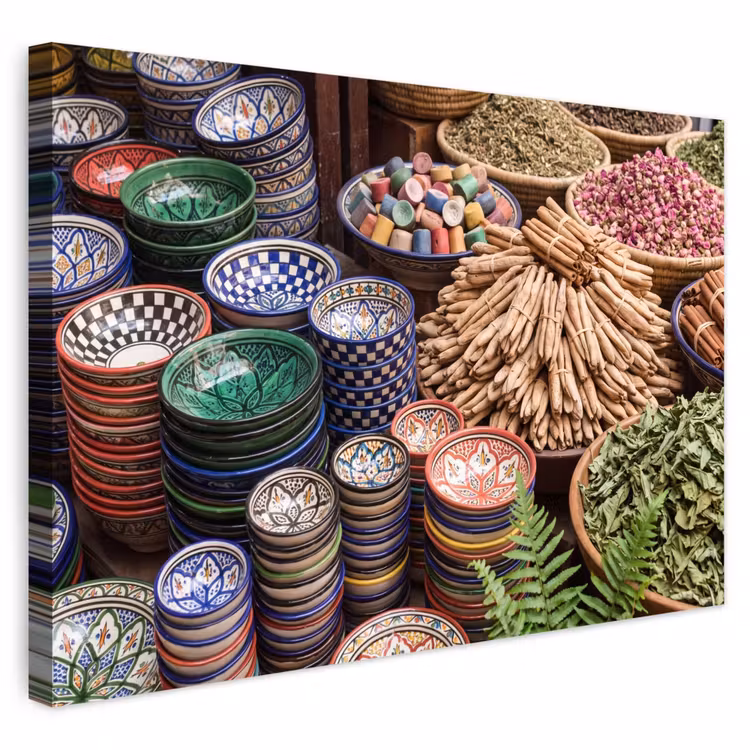 Outdoor Leinwand - Keramik – Orientalisch – Farbenfroh - Aardewerk - Oosters - Kleurrijk Tuinposter op houten frame 2 cm dik klein