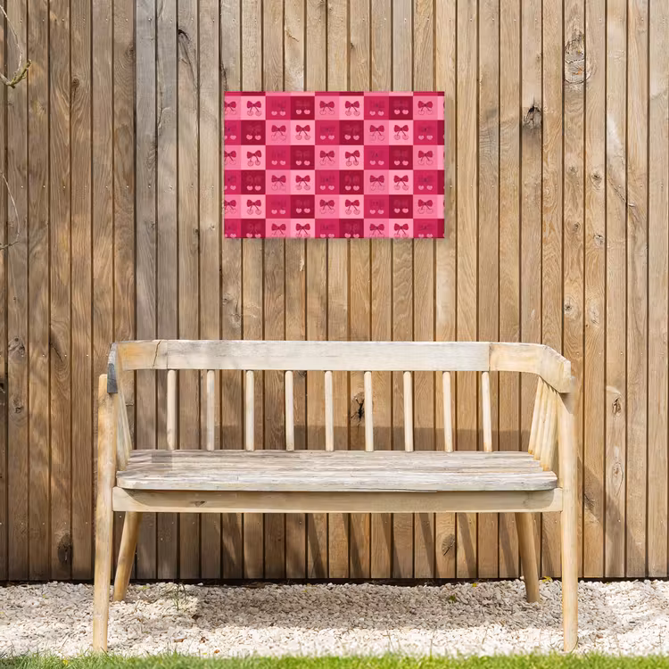 Kersen - Strikjes - Speels - Roze - Bordeaux Tuinposter op houten frame 2 cm dik klein 845 -sfeer4