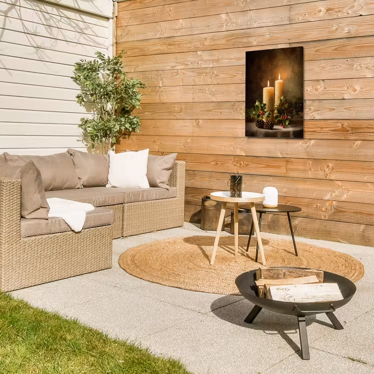 Kaarslicht - Kerst - Veelkleurig Tuinposter op houten frame 2 cm dik klein -sfeer2