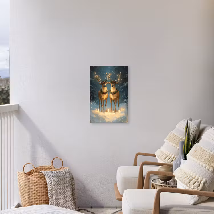 Dennensprookje - Rendier - Nacht Tuinposter op houten frame 2 cm dik klein -sfeer1