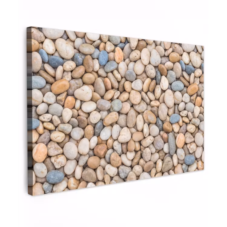 Kiezelstenen - Natuur - Textuur - Beige - Grijs Tuinposter op houten frame 2 cm dik klein -3d