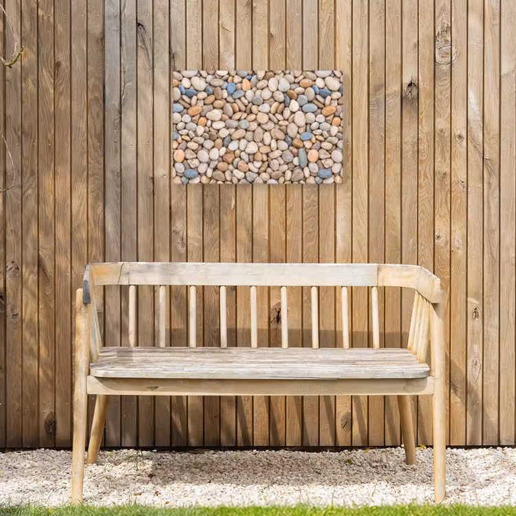 Kiezelstenen - Natuur - Textuur - Beige - Grijs Tuinposter op houten frame 2 cm dik klein -sfeer4