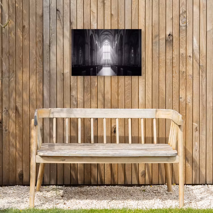 Kerk - Interieur - Lichtstralen - Architectuur - Klassiek Tuinposter op houten frame 2 cm dik klein -sfeer4