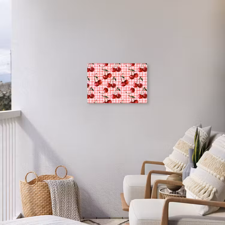 Kersen - Blokken - Rood Tuinposter op houten frame 2 cm dik klein 845 -sfeer1