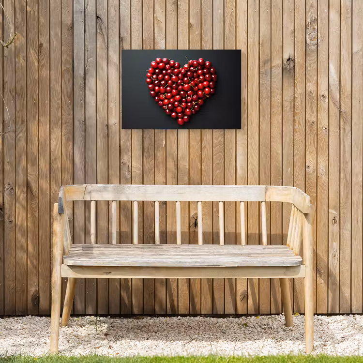 Kersen - Hart - Rood - Zwart Tuinposter op houten frame 2 cm dik klein -sfeer4
