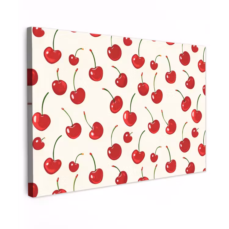 Kersen - Minimalistisch - Rood Tuinposter op houten frame 2 cm dik klein 845 -3d